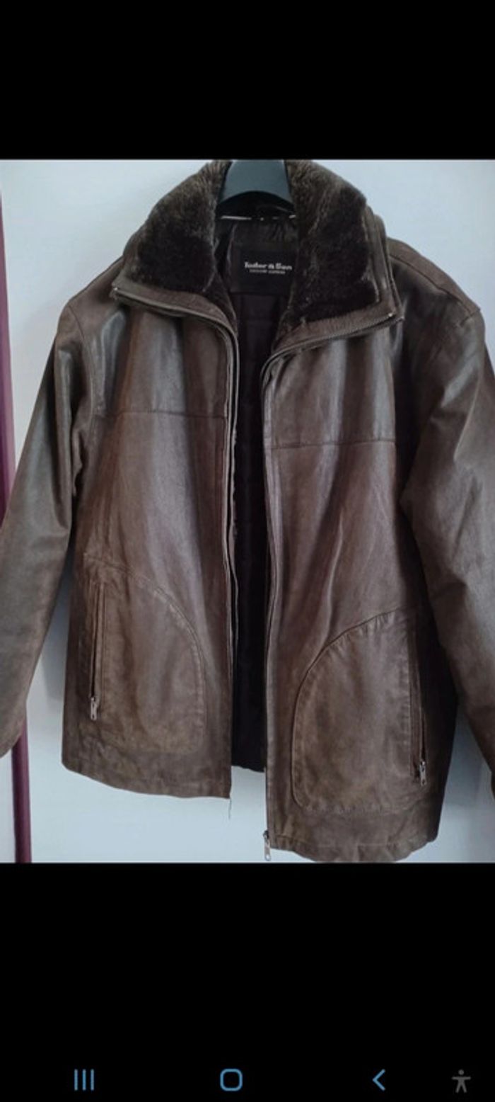 Très belle veste en croûte de cuir tailor & son taille L - photo numéro 2