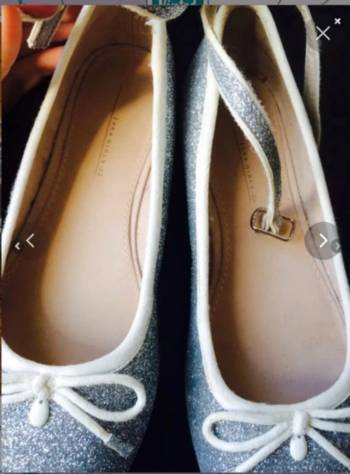 NEuves! Superbes ballerines grise pailletés ZARA T33 - photo numéro 5
