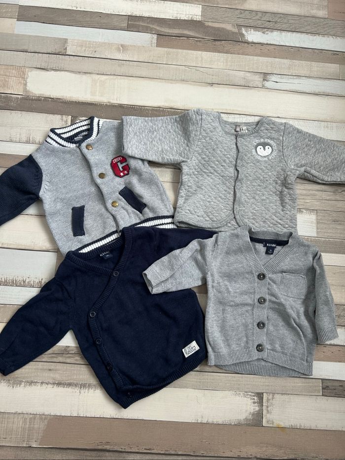Lot de 4 gilets bébé garçon 1 mois