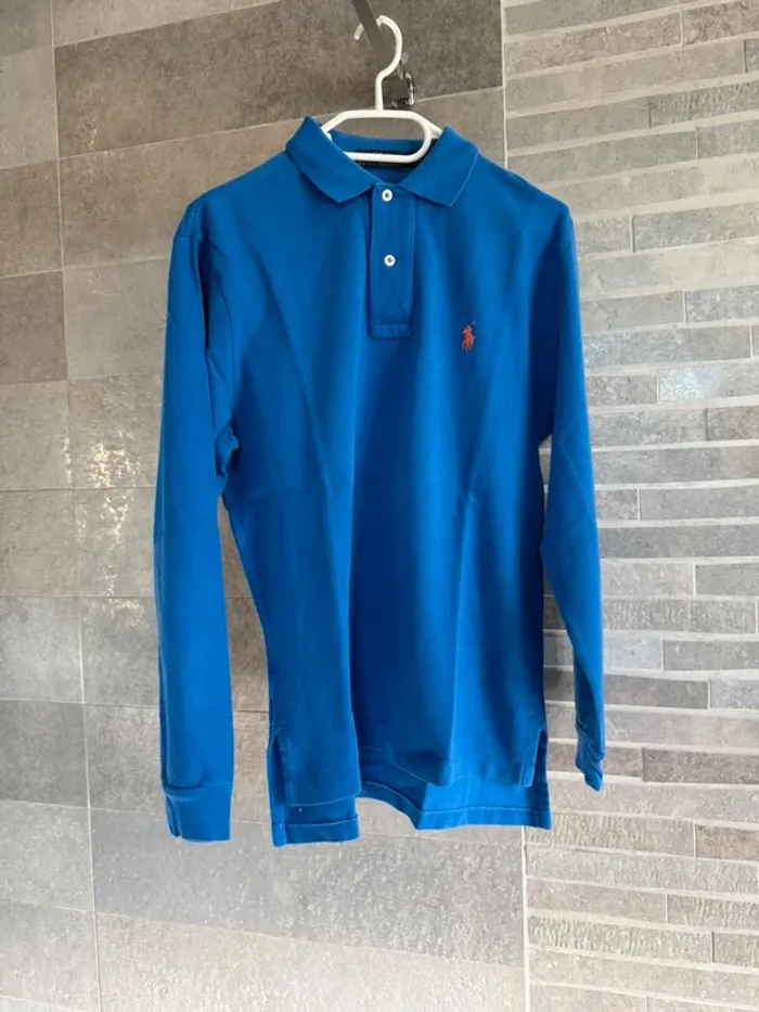 Polo manches longues Ralph Lauren bleu – Taille XS