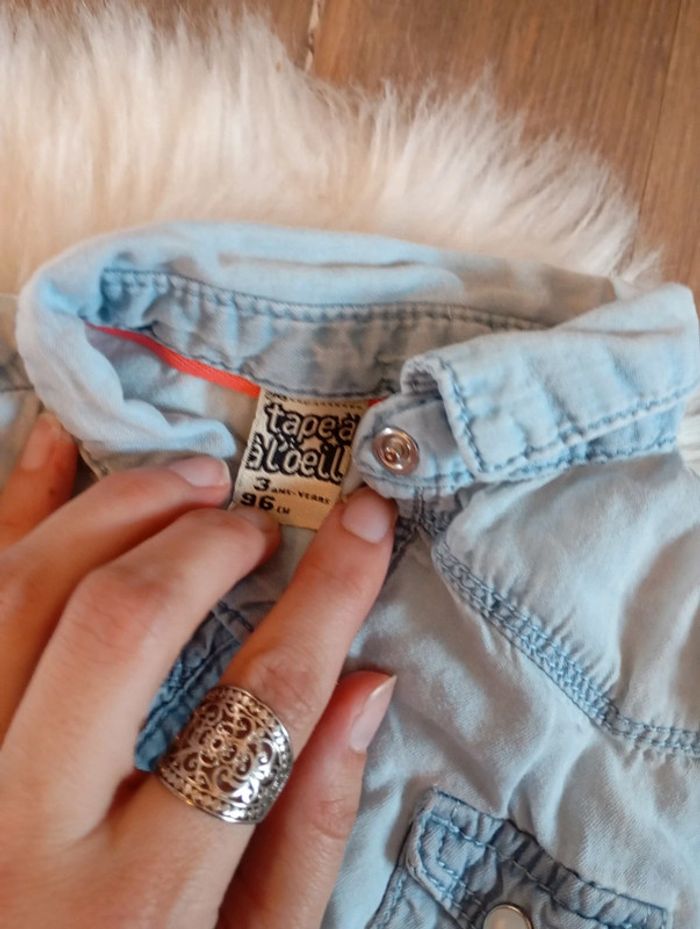 Look fille 3 ans chemise en jean tao + jean h&m - photo numéro 5