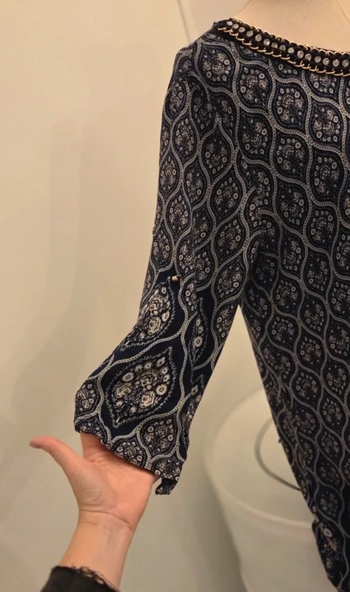 Tunique / robe imprimé cachemire col strass – R&F – Taille unique - photo numéro 7