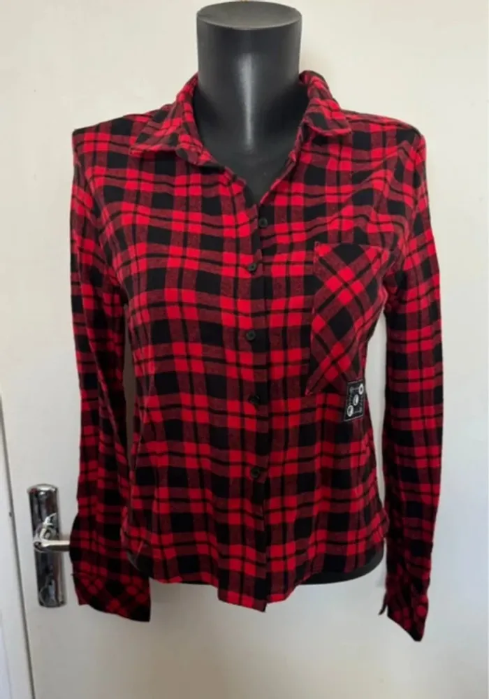 Chemise à carreaux rouge femme M