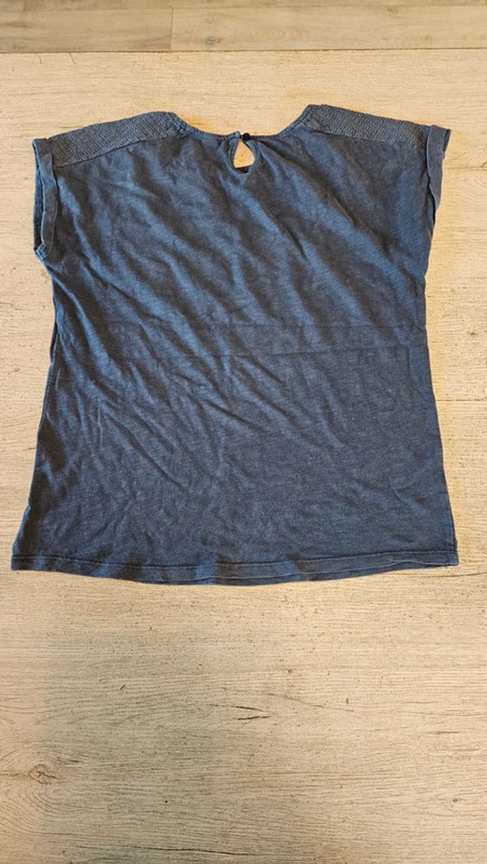 Blouse grise délavée, à manches courtes, avec broderie, Okaïdi, 14 ans, nickel - photo numéro 6