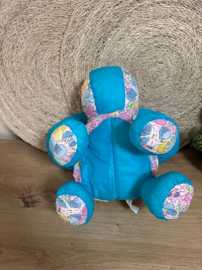 Vintage peluche chien puffalump bleu fleurs rose Silvertoys - photo numéro 3