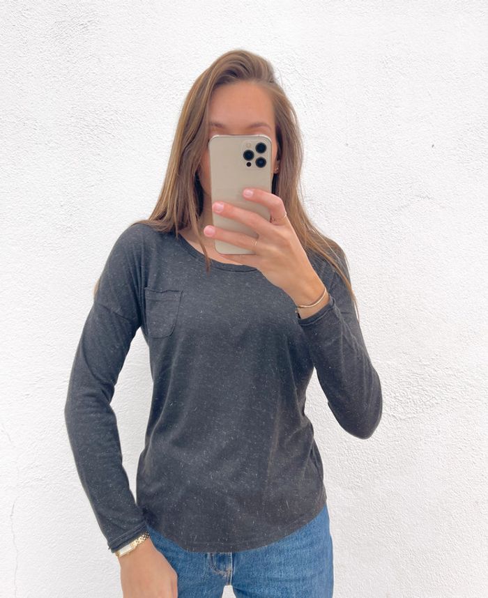 Haut manches longues noir avec détails argenté - photo numéro 6