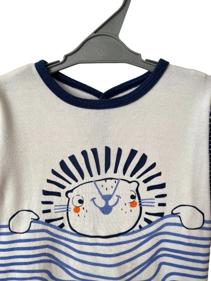 Pyjama / dors-bien en coton imprimé lion et rayures - DPAM 9 mois - photo numéro 2