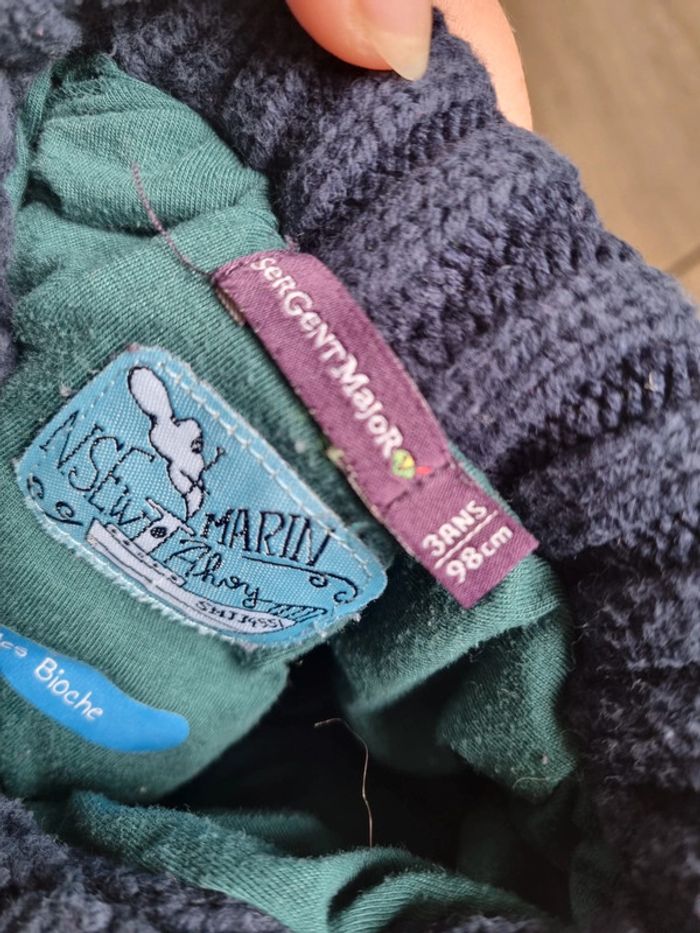 Gilet bleu marine et vert - photo numéro 2