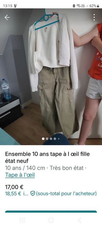 Ensemble 10 ans tao fille très bon état