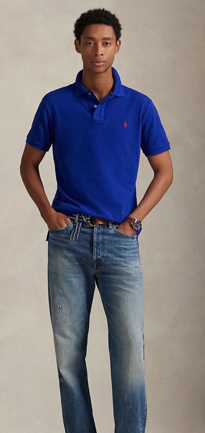 Polo Ralph Lauren slim fit bleu poney rouge Taille s