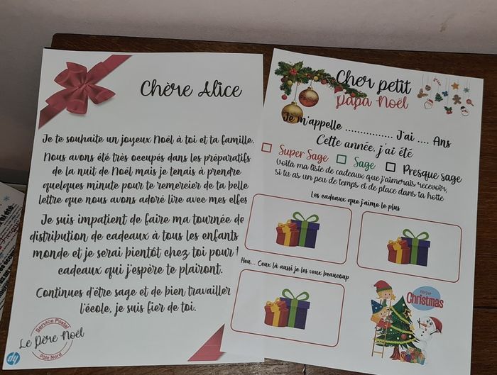 Lettre au père Noël personnalisé