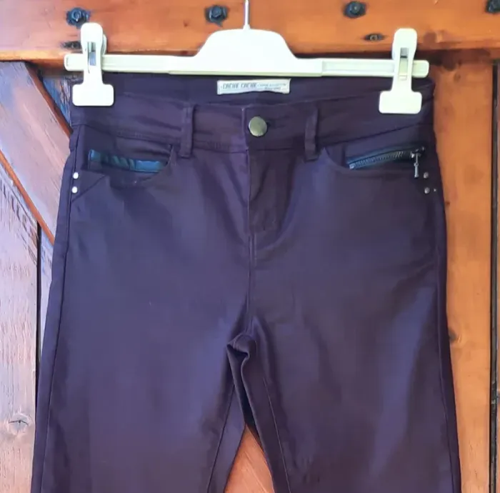 Jean prune enduit, Cache Cache, taille S/36 - photo numéro 3