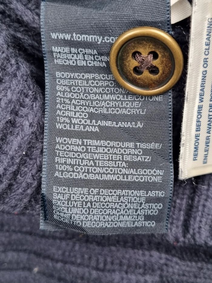 Pull col châle Tommy Hilfiger – Bleu marine – Taille M Hommes (mesures en photos) - photo numéro 7