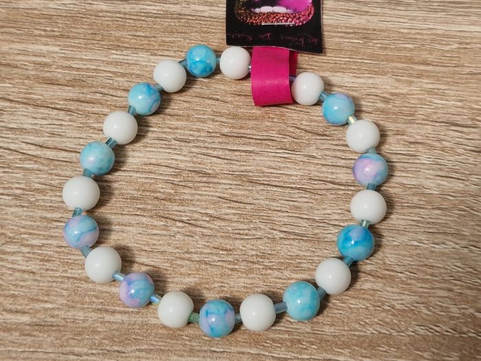 Bracelet Elastique Perles Bleu Ciel Dégradé Rose Blanc Turquoise - photo numéro 7