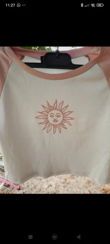Tee-shirt court rose soleil shein