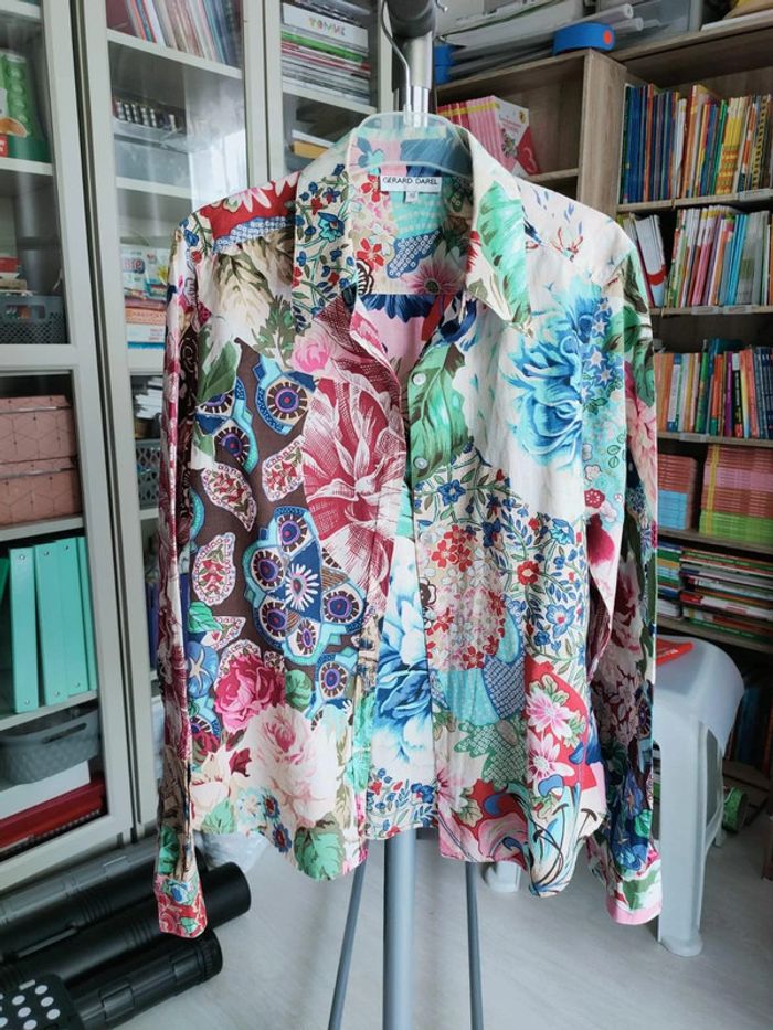 Chemisier Gérard Darel patchwork fleuri, 100% coton, taille 40, allure bohème chic