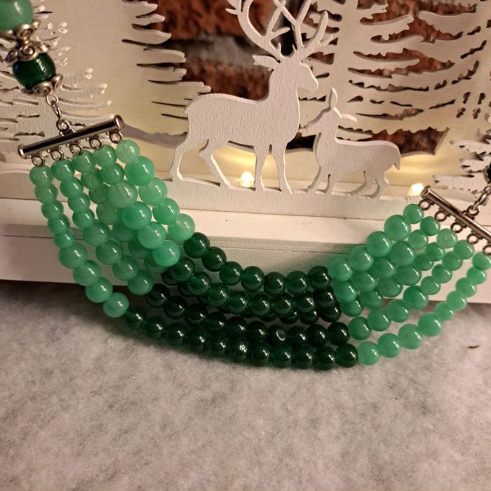 Collier chic multi rang vert - photo numéro 4