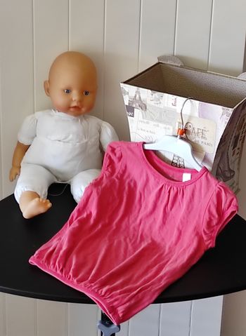 T-shirt fille 3 ans rouge – manches courtes élastiquées