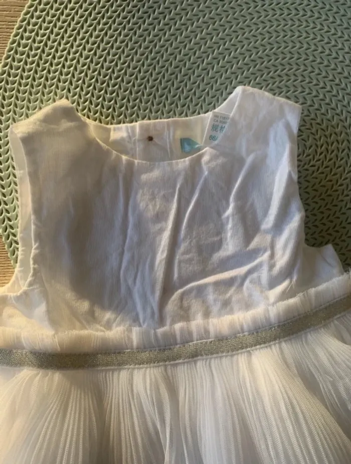 Robe blanche chic bi-matiere baptême / mariage / cérémonie - 6 mois - obaibi - photo numéro 3