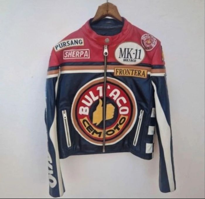 Veste moto vintage en cuir véritable