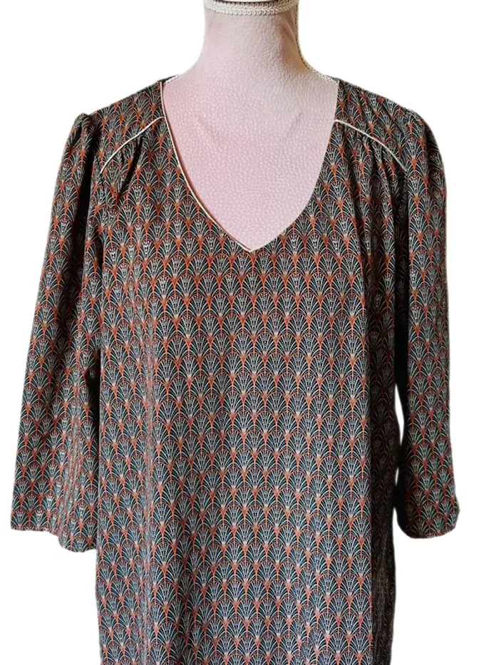 🧡🍂Robe tunique vintage bohème dorée M/38 Boho chic oriental vibes tunic dress🍂🧡 - photo numéro 11