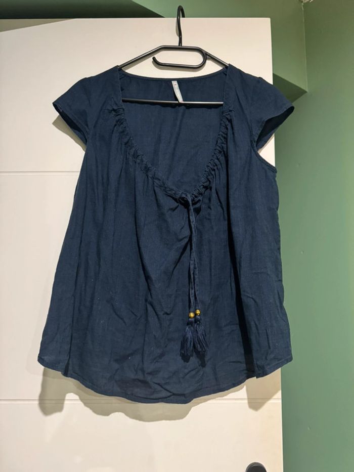 Blouse manche courtes bleu marine