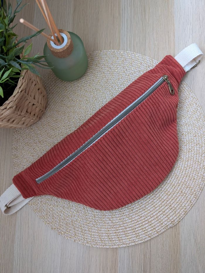 Sac banane femme en velours cotelé orange - photo numéro 3