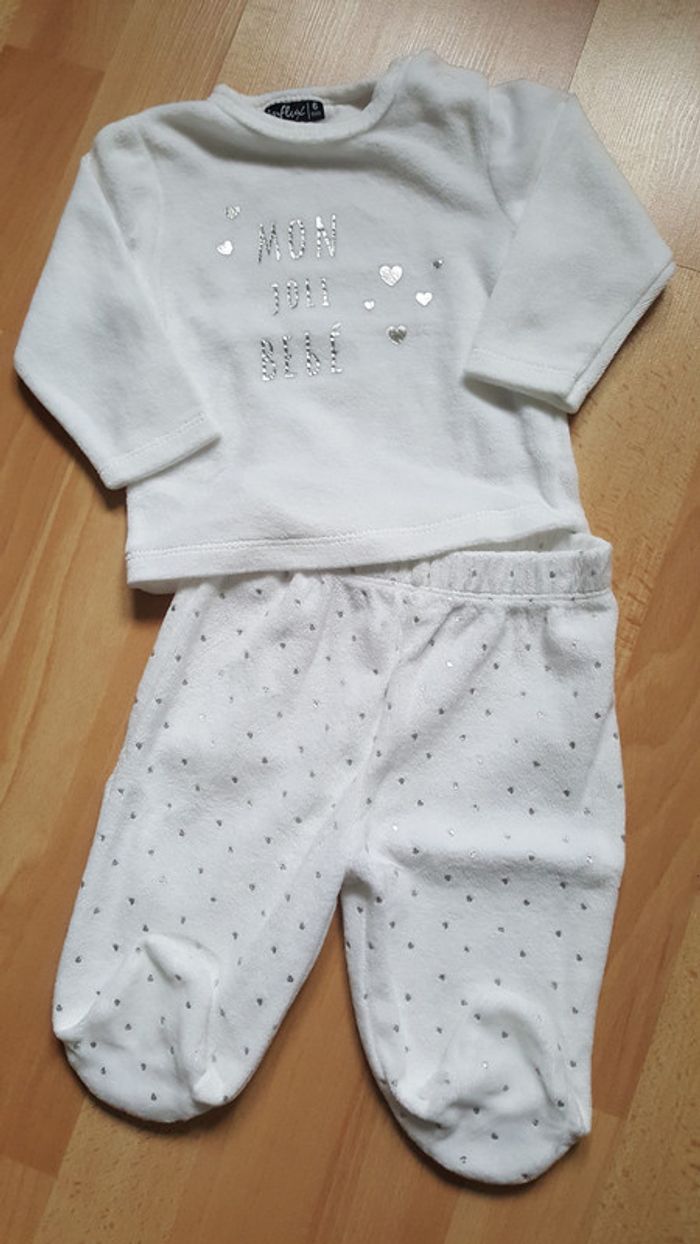 Pyjama 2 pièces blanc 6 mois