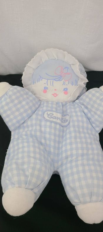 doudou poupée vintage candide vichy bleu