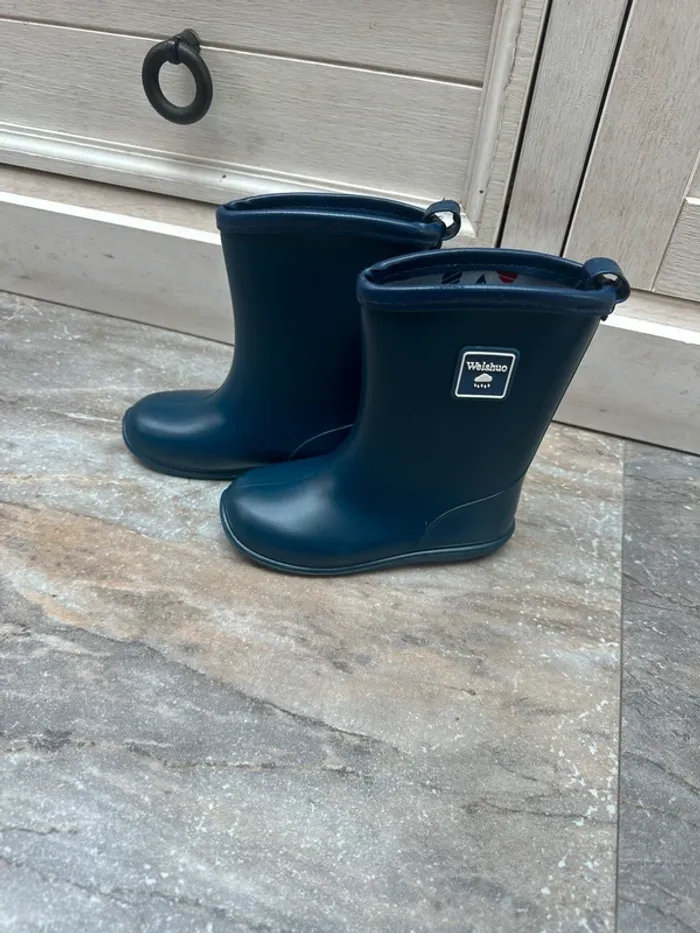 Weishuo Bottes de Pluie Enfant PVC 24 bleu marine - photo numéro 2