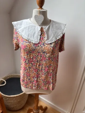 Sublime blouse Balzac Paris modèle Étincelle imprimé fleurs solaires - T38
