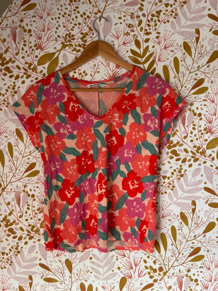 Ensemble fleuris bohème jupe + tee shirt camaïeu - photo numéro 2