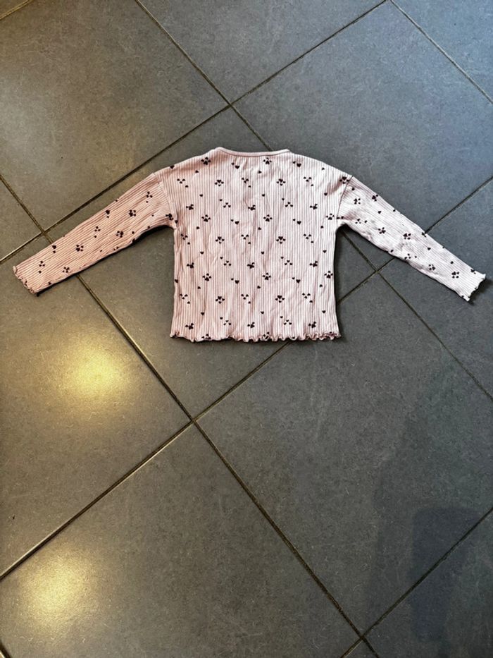 T shirt / Maillot de corps manches longues à lignages - Tex - Cœurs - Rose - 5/6 ans W - photo numéro 3