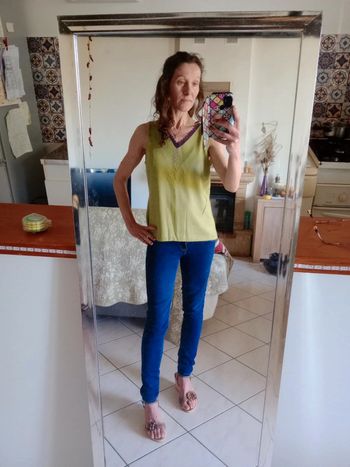 Débardeur femme taille 3 vert et violet c66