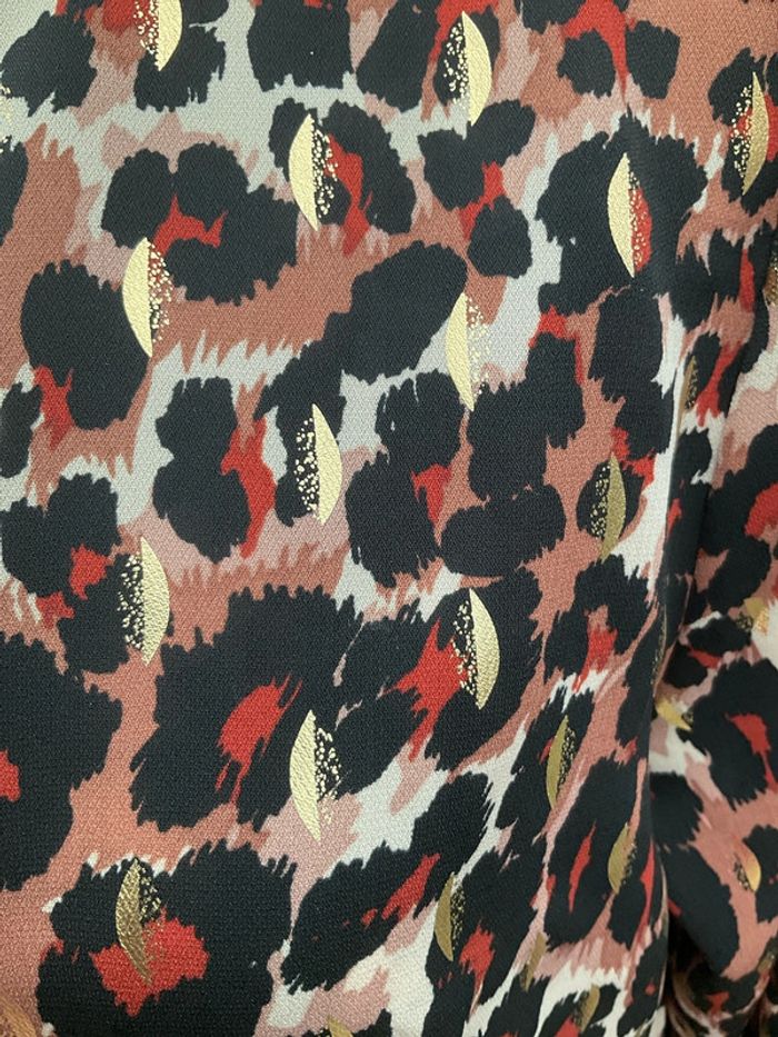 Robe tunique léopard feuilles dorées M/L neuve - photo numéro 3