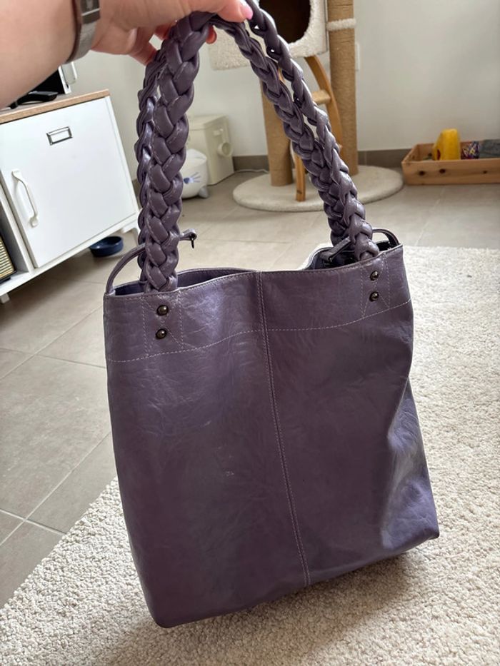 Sac cabas à clous similicuir violet - photo numéro 12