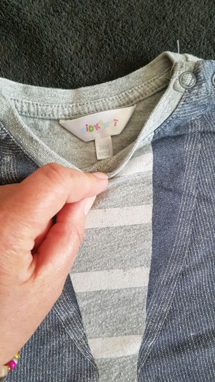 T-shirt manche longue impression gilet 24 mois - photo numéro 3