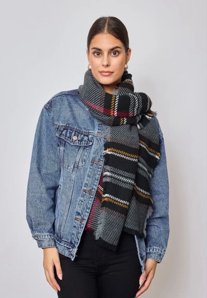 Écharpe tartan grise premium – Douce, chaude & élégante - photo numéro 3