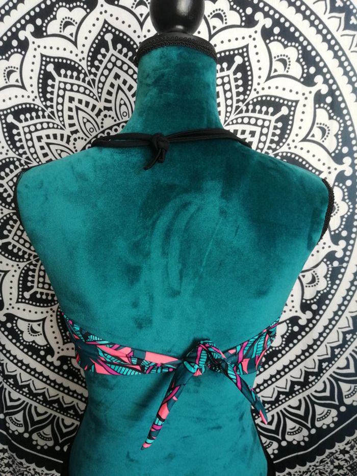 Haut de maillot de bain vert foncé motifs tropicaux / domyos / (95C) - photo numéro 5