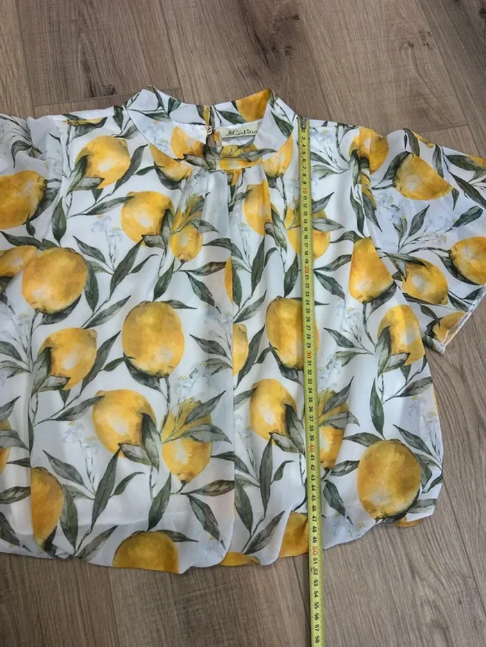 Top femme blouse femme chemise femme taille 38 taille 40 neuf motifs citron - photo numéro 5