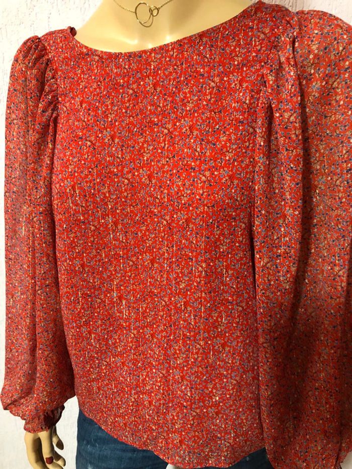 Blouse rouge à fleurs naf naf - n e u v e - photo numéro 2