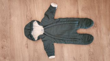 Combi-pilote bébé en gaze de coton kaki avec oreilles