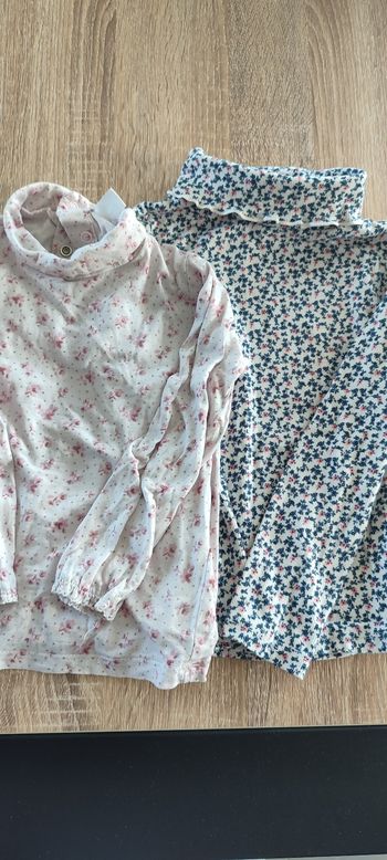 Lot 2 col roulé fleurs