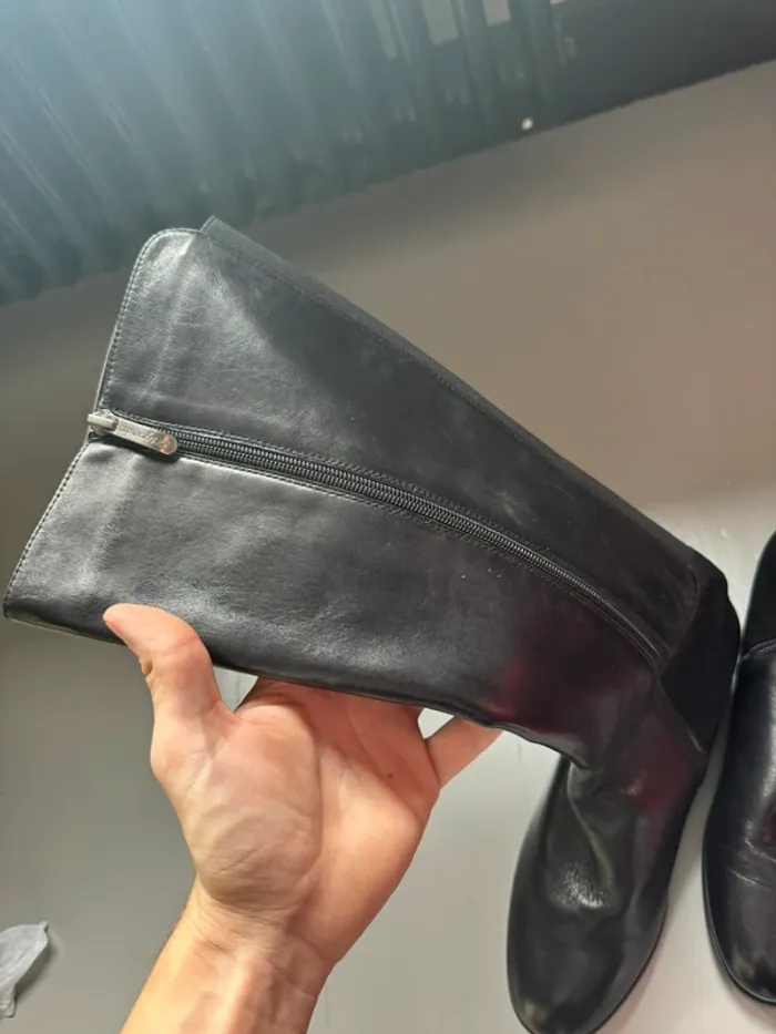 Bottes noir - Bottes en cuir noir / Bottes hautes noir - photo numéro 16