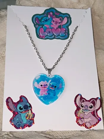 Collier coeur🩵Stitch Angel🩷