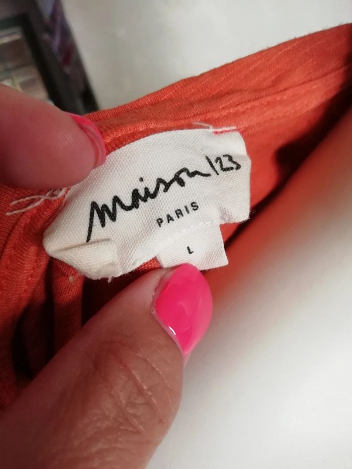 Tee shirt top maison 123 printemps été automne orange rouille tye and dye - photo numéro 3