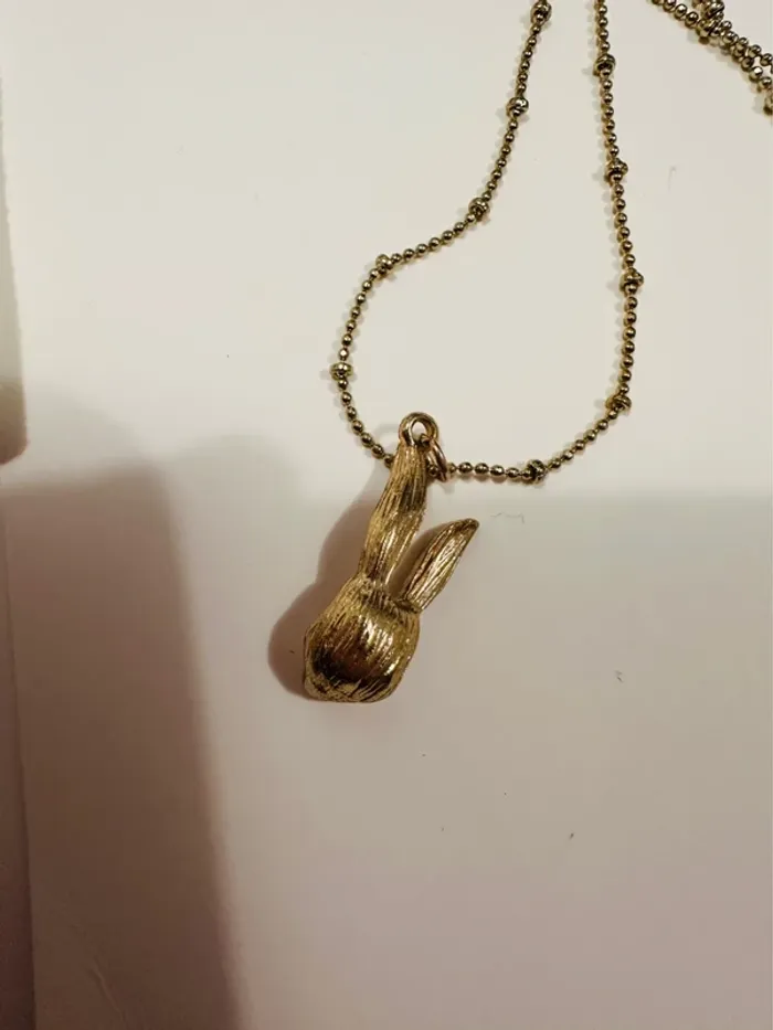Collier Betsey Johnson vintage – Tête de lapin dorée avec strass – Neuf avec étiquette - photo numéro 6