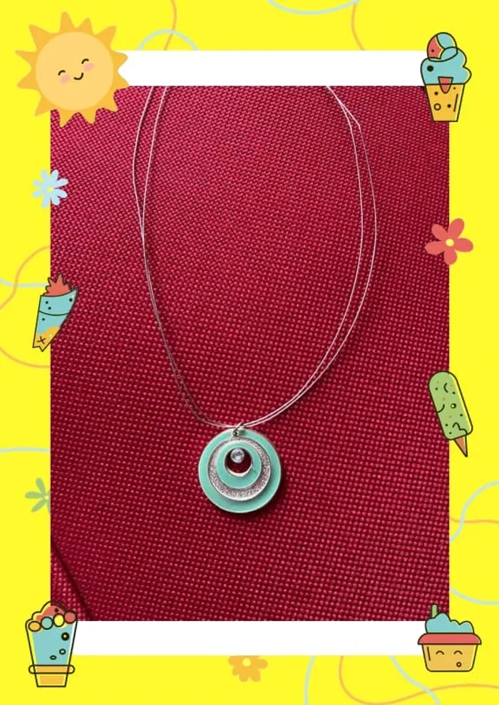 Collier vert menthe argenté - photo numéro 2