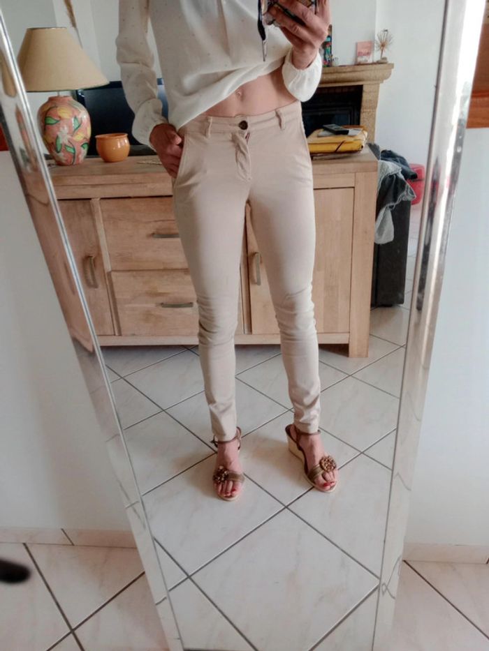Pantalon femme 34 beige c78 - photo numéro 2