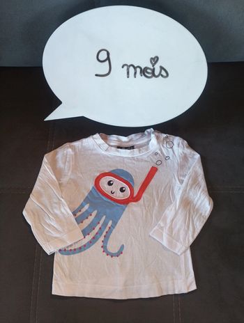 Tee shirt manches longues Garçon 9 mois Pieuvre été Influx